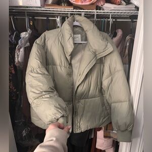 mint green american eagle puffer jacket